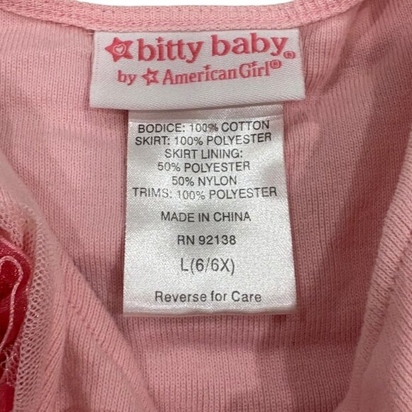 Bitty Baby By American Girl Pink Tulle Dress L (6/6X) - Picture 3 of 4